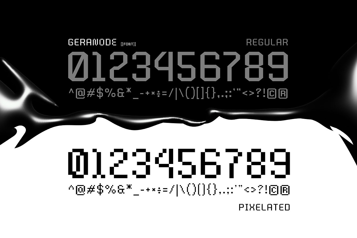 Geranode - Techno Display Pixel Font, a Sans Serif Font by Drizy (Photo 8 of 9)