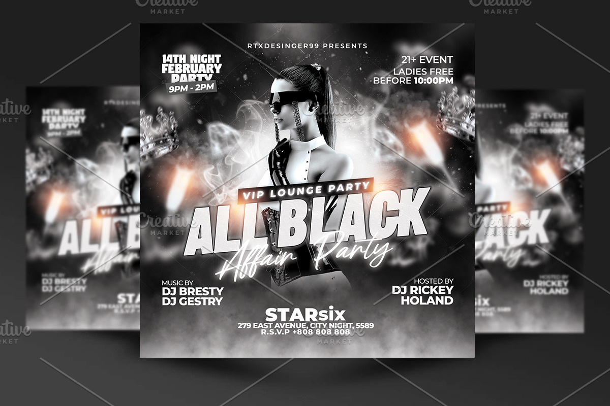 All Black Party Flyer Template, a Flyer Template by RTXdesinger99 (Photo 1 of 3)