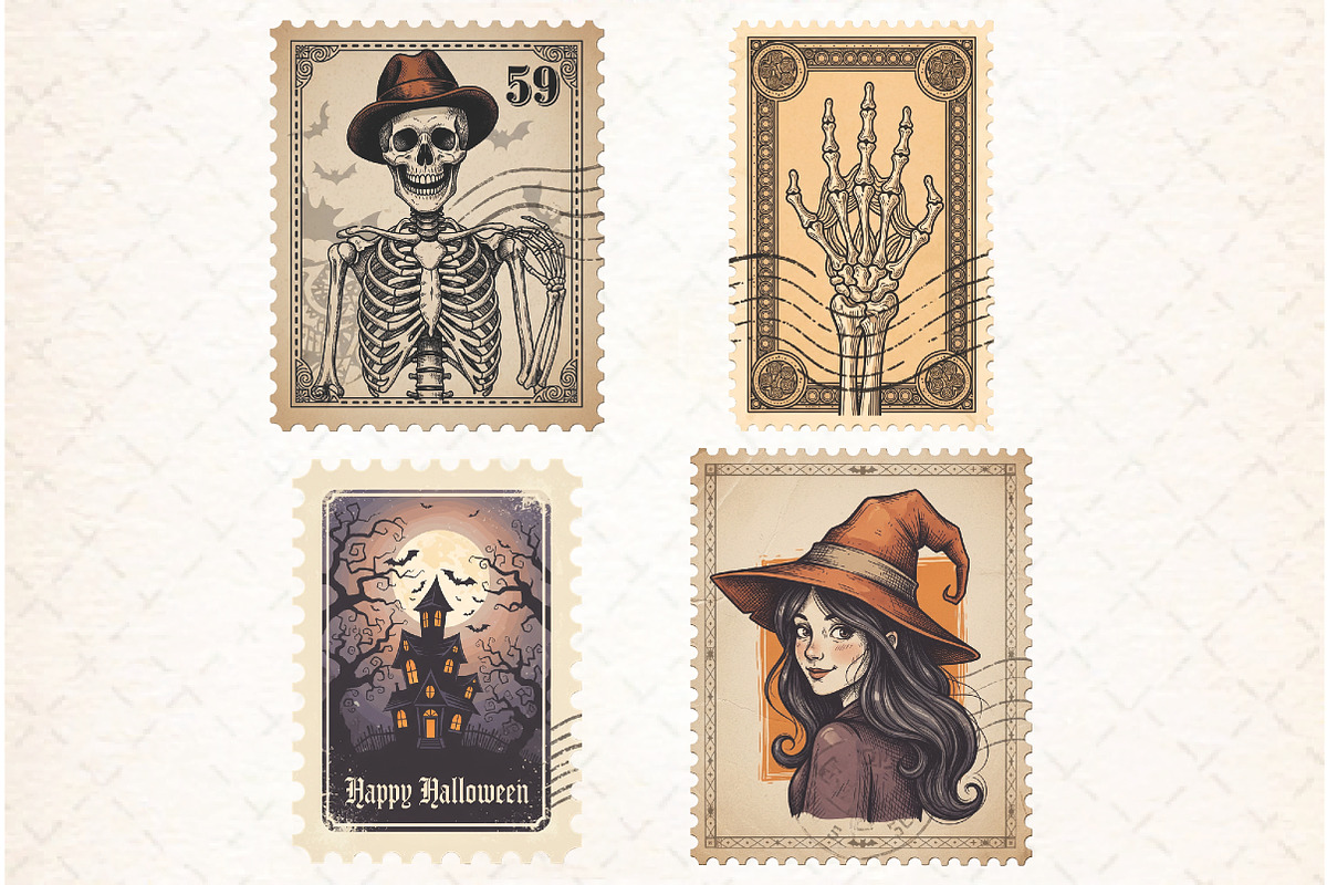 Halloween Postage Stamp Sublimation, an Illustration by Libby Wishes (Photo 2 of 4)