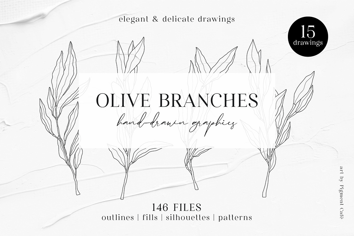 Olive Branches & Botanical Patterns, a Decorative Illustration by Pigment Café (Photo 1 of 10)