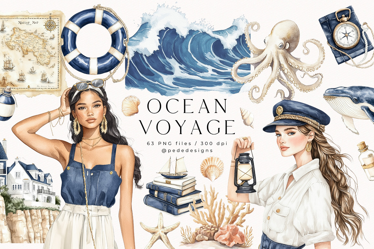 Ocean Voyage Collection, a Decorative Illustration by PeDe Designs (Photo 2 of 26)
