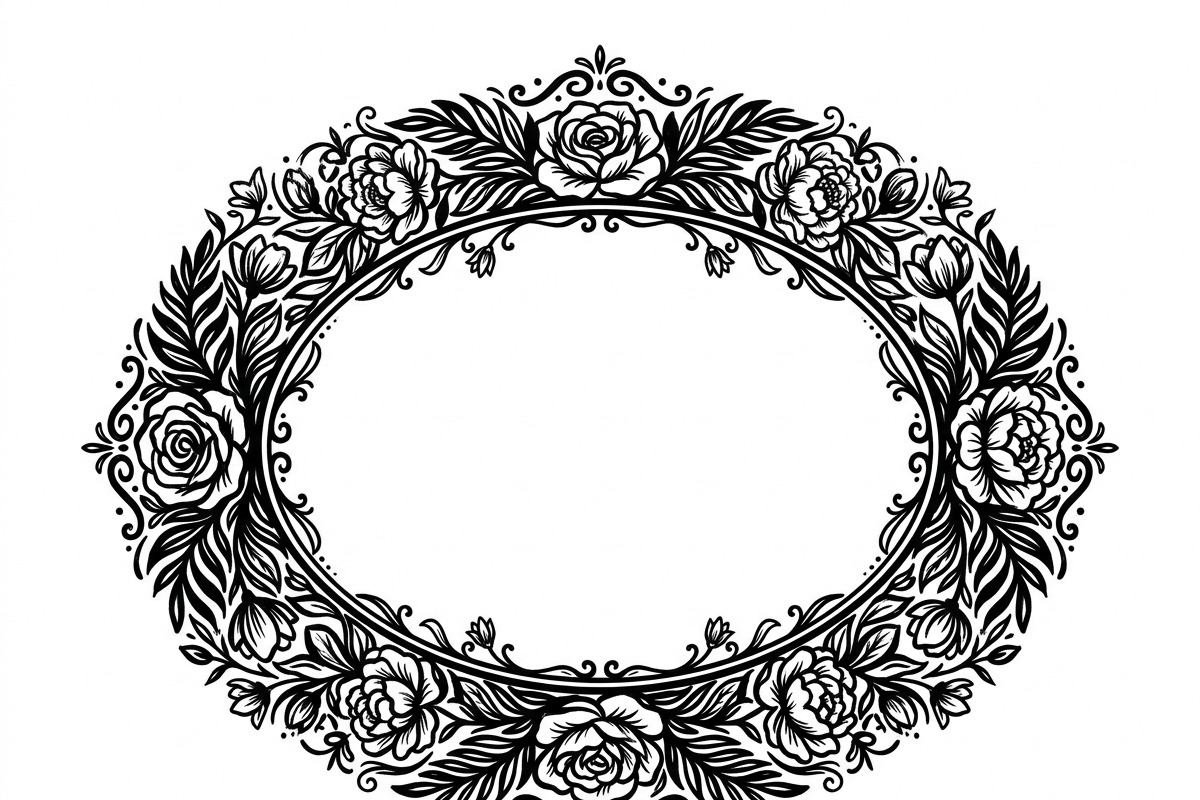 50 Elegant Floral Oval Mirror Frame, a Decorative Illustration by Amazin_art (Photo 40 of 40)