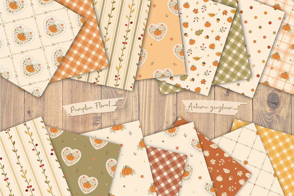 Whimsical Autumn Pumpkin Papers, a Pattern Graphic by lindoet23 (Photo 2 of 8)