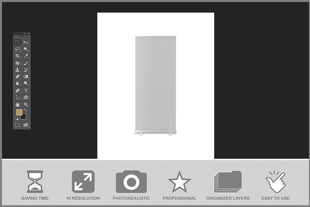 Pull-up Banner Stand Moc, a Device Mockup by Bruno's Shop (Photo 2 of 3)