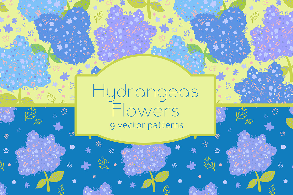 Hydrangeas floral vector pattern, a Pattern Graphic by Carpet Tapete Pretzel (Photo 1 of 14)