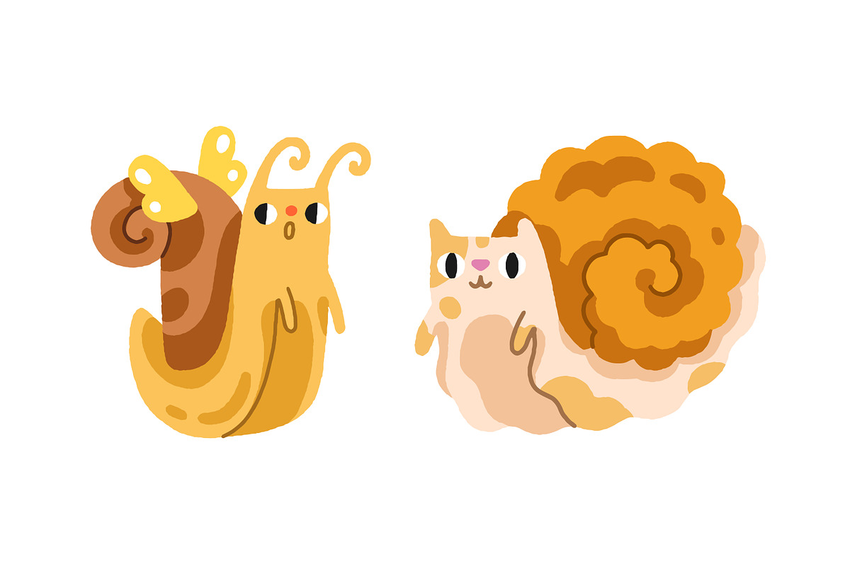 Cute snails set, seamless patterns, an Animal Illustration by Good Studio (Photo 11 of 18)