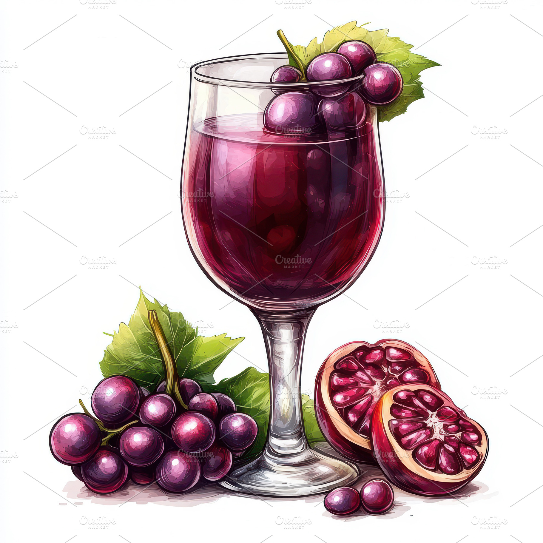 Red Wine Grapes Pomegranate Glass St, a Food & Drink Photo by Pixeness Studio