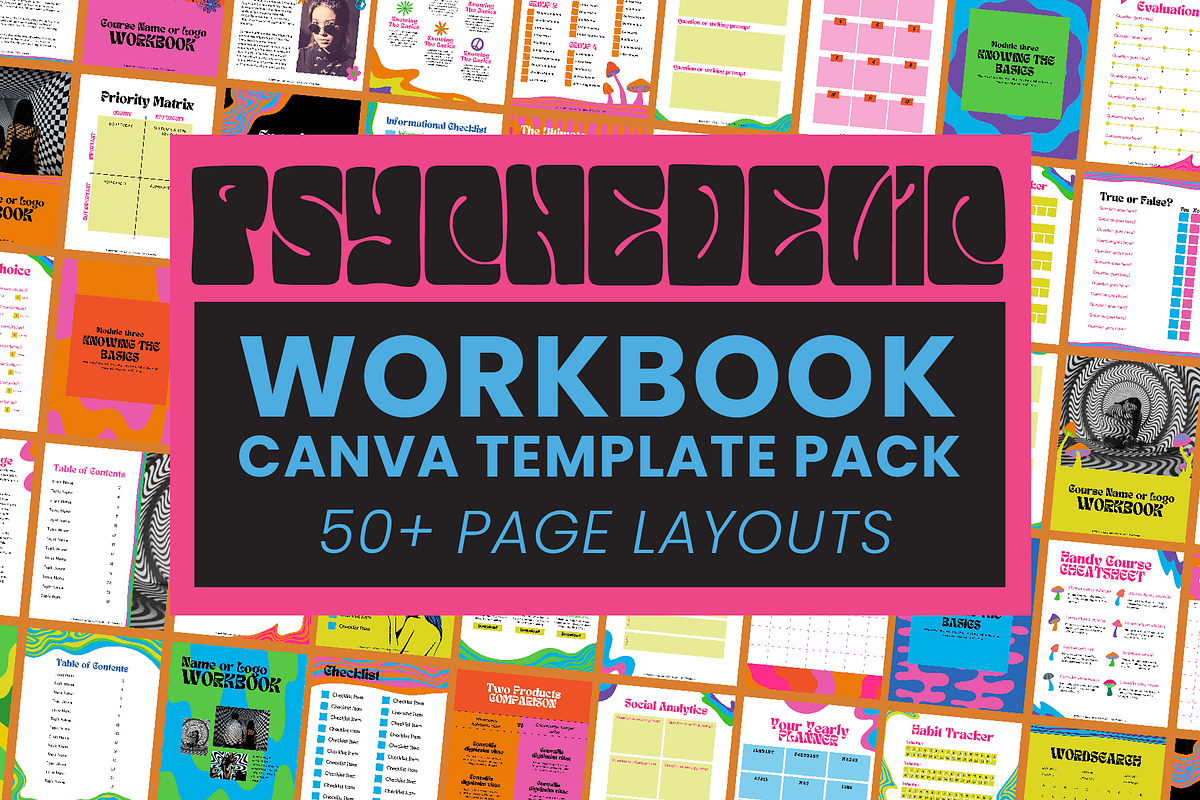 Psychedelic Canva Workbook Template, a Brochure Template by WorkShy Studio (Photo 1 of 8)