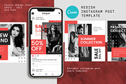 Canva Instagram Post Template Redish, a Social Media Template by Lythcreative (Thumbnail 1 of 5)