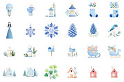 Cozy Blue Winter Watercolor Clipart, an Illustration by DreamCafeArt (Thumbnail 2 of 6)