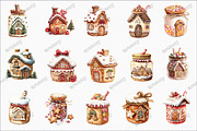 Christmas Jar Gingerbread House Clip, an Illustration by designcity5 (Thumbnail 2 of 5)