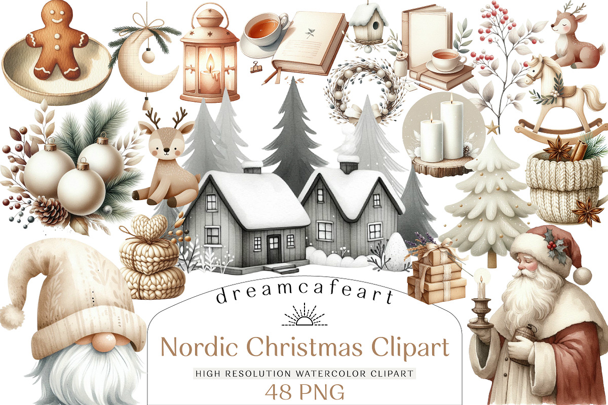 Nordic Christmas Clipart, an Illustration by DreamCafeArt (Photo 1 of 6)