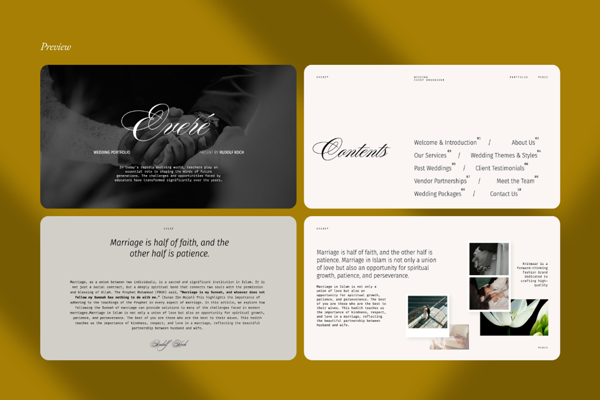Evere Wedding Portfolio Keynote, a Presentation Template by Unich Design Bureau (Photo 4 of 7)