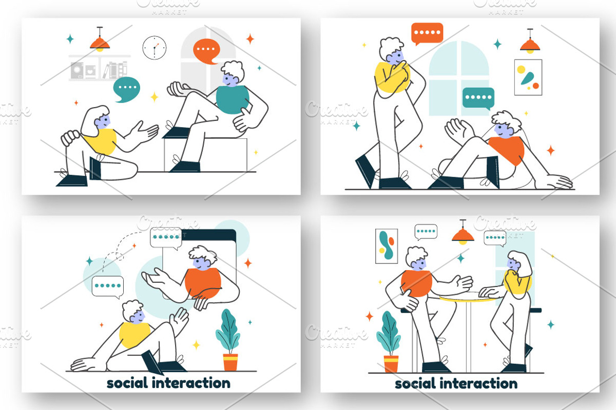 10 Social Interaction Illustration, a Person Illustration by denayunebgt (Photo 3 of 4)
