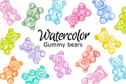 Gummy bears watercolor clipart, a Background Graphic by GoodFairyClipArt (Thumbnail 1 of 3)
