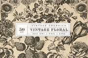 Vintage Flower Vector Graphics, an Illustration by Eclectic Anthology (Thumbnail 1 of 4)
