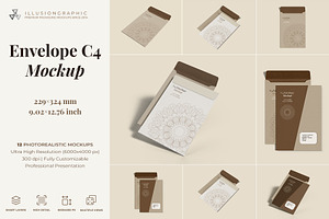 Envelope C4 Mockup - 12 Views