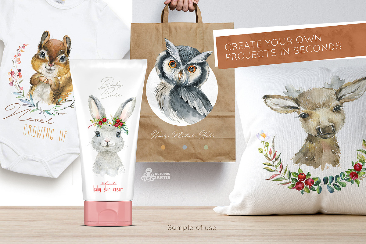 Woods. Little Watercolor Animals, an Animal Illustration by OctopusArtis (Photo 8 of 9)