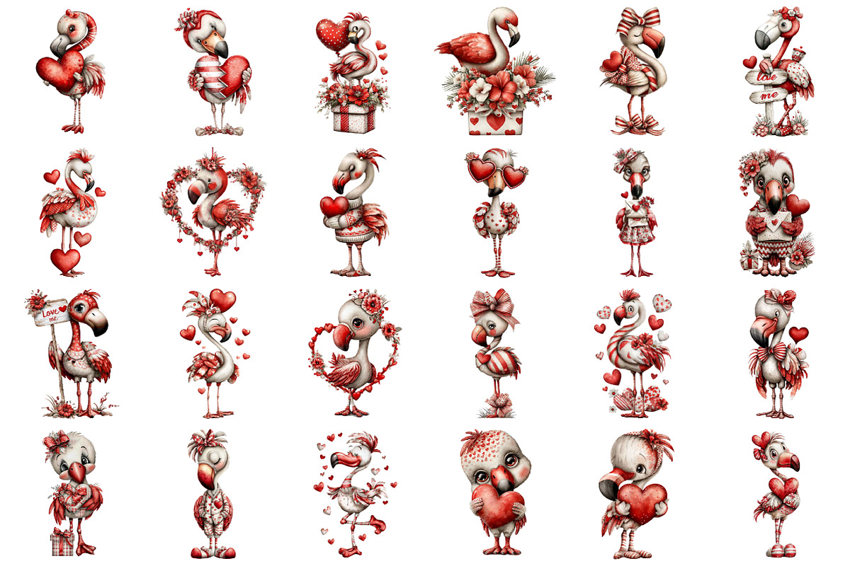 Funny Valentines Flamingo Clipart, an Illustration by designcity5 (Photo 2 of 5)