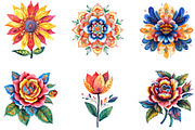 Watercolor Colorful Folk Floral, an Illustration by Designking (Thumbnail 2 of 5)