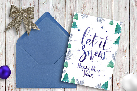 Christmas watercolor card, a Card Template by Inna Vinchenko Designs