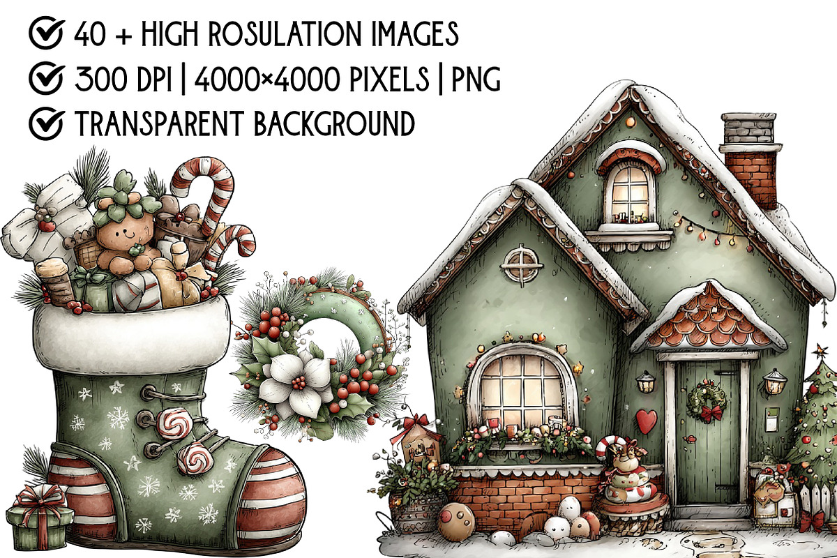Whimsical Christmas Clipart, an Illustration by Pixels.Craft (Photo 4 of 6)