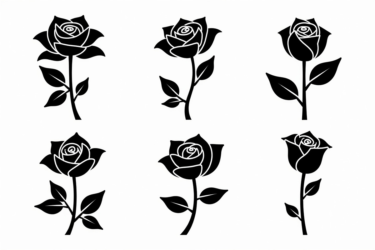 set of vector roses silhouettes, an Illustration by Amazin_art (Photo 7 of 17)