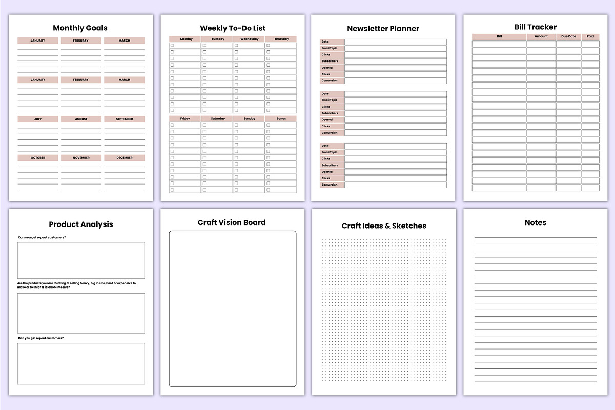Craft Business Planner Bundle Canva, a Stationery Template by Mustafiz (Photo 8 of 8)