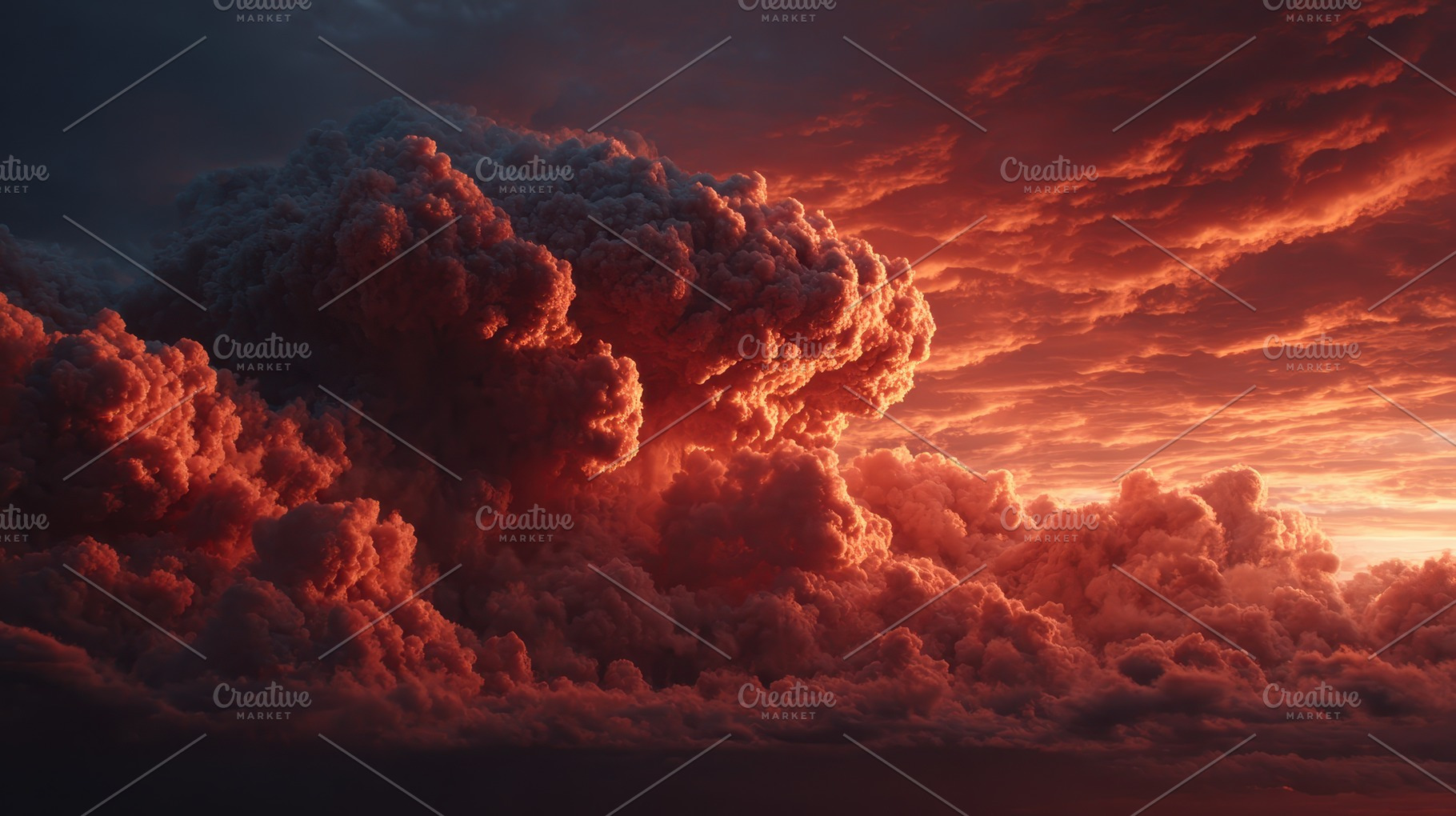Fiery sunset cloudscape dramatic sky, a Photo by Pixeness Studio