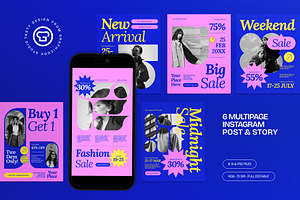 Blue Fashion Sale Instagram Set, a Social Media Template by graphicook