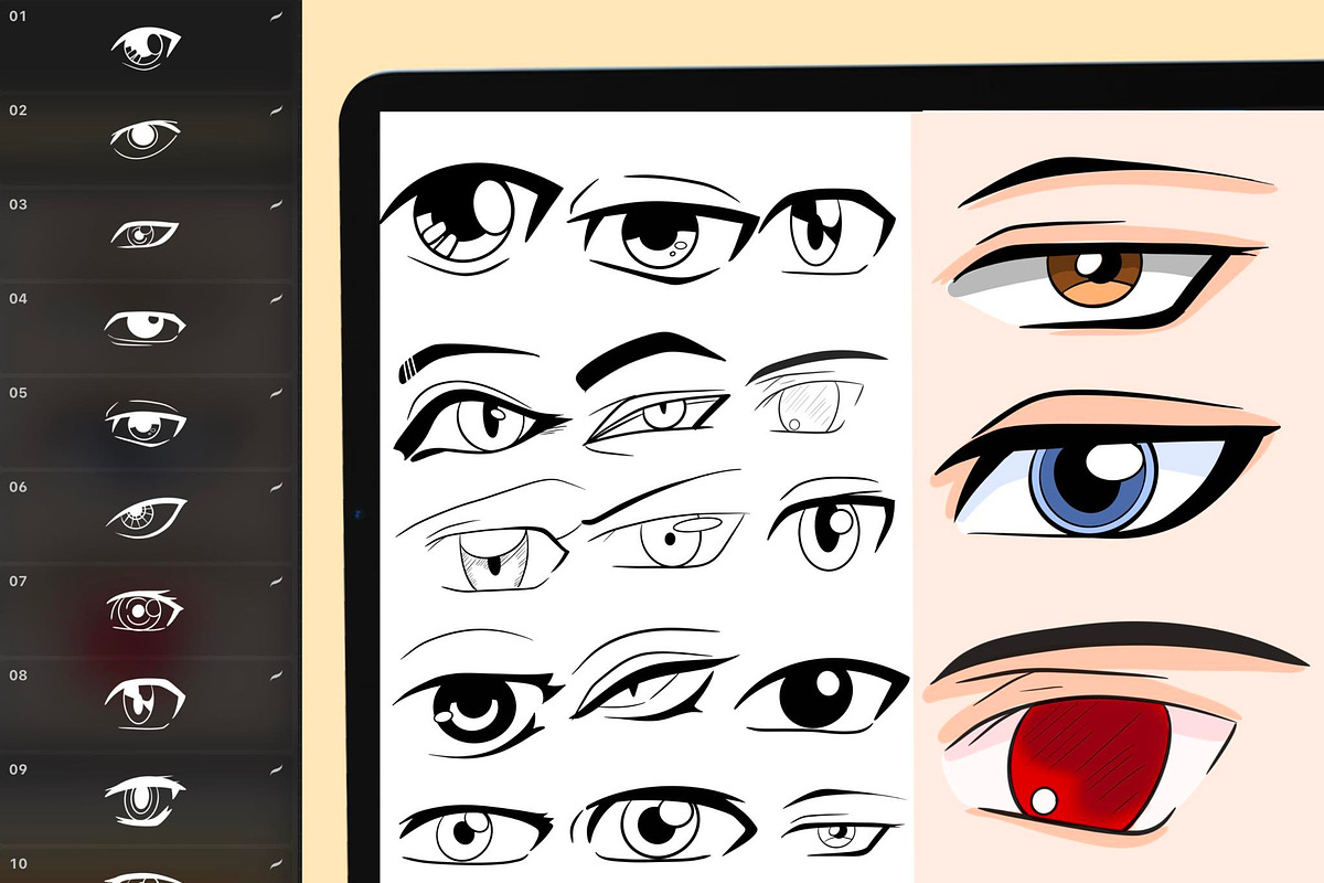 220+ Procreate Anime Eye Stamps, a Brush Add-On by DrawingStoryShop (Photo 4 of 7)