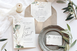 Watercolour & gold wedding suite