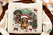 Festive Dachshunds Christmas PNG, a Seasonal Illustration by Craft Nest (Thumbnail 2 of 6)