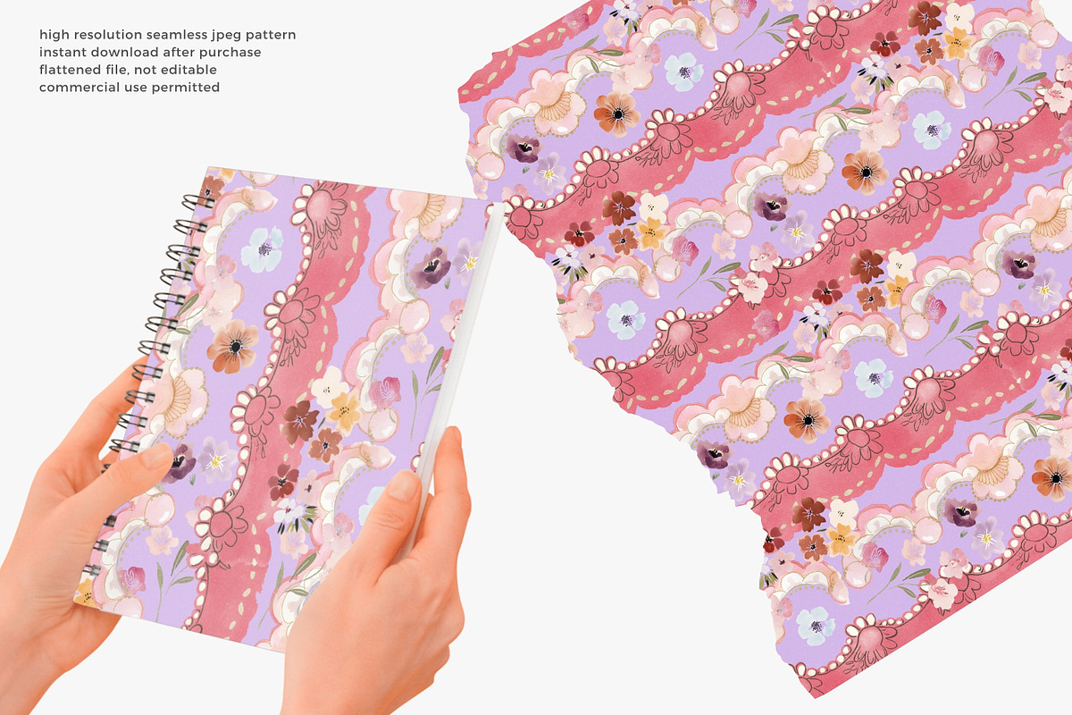 Boho scallop floral pattern, a Pattern Graphic by Pink Studio Art (Photo 3 of 4)