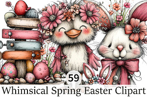Whimsical Spring Easter Clipart, an Illustration by DreamPrint404