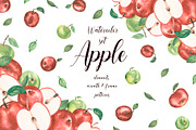 Watercolor Apple Collection, a Food Illustration by MayaNavits (Thumbnail 1 of 7)