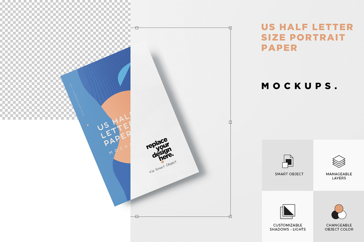 Half Letter Size Paper Mockups, a Product Mockup by GfxFoundry