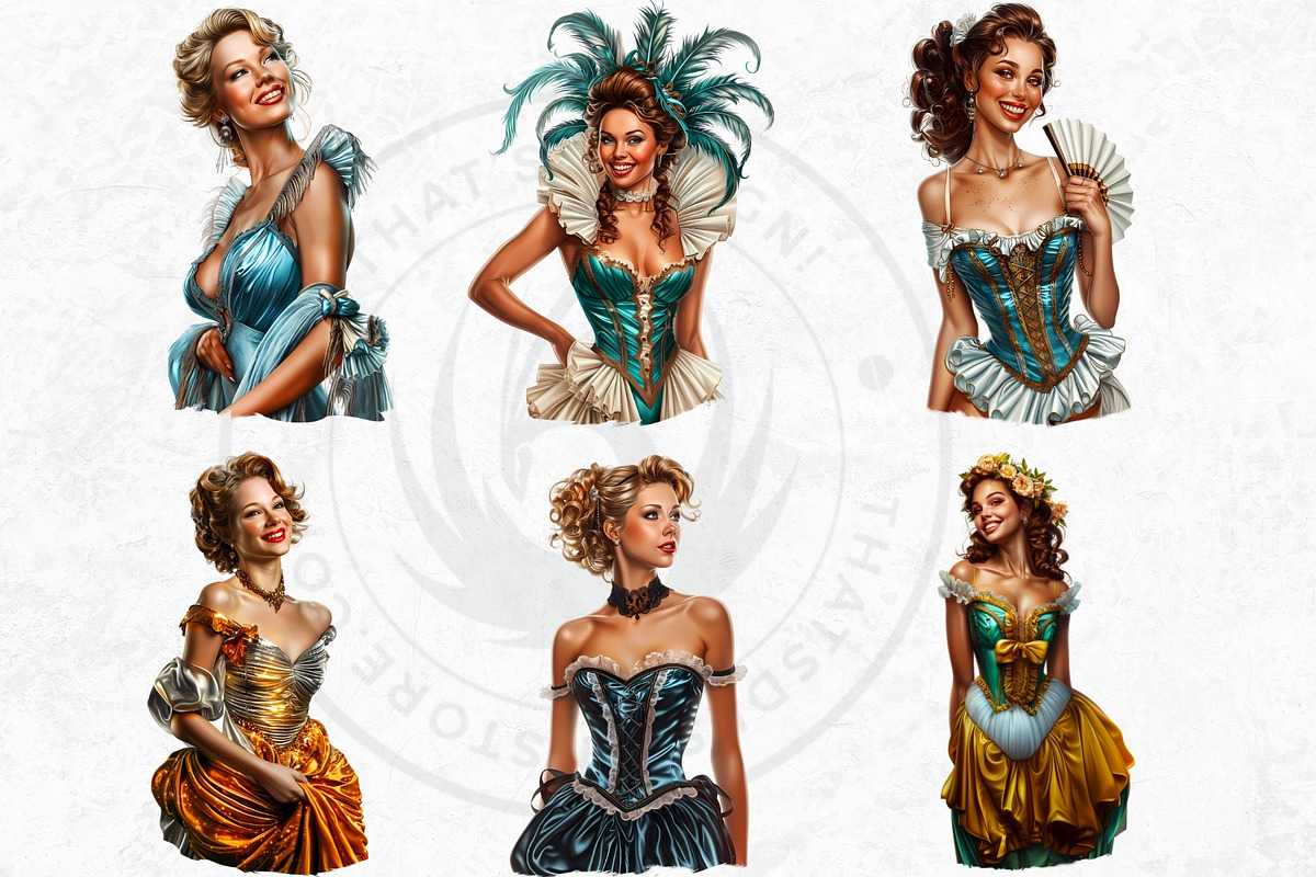 Burlesque Cabaret Woman clipart Set, a Person Illustration by ThatsDesignArt (Photo 8 of 10)