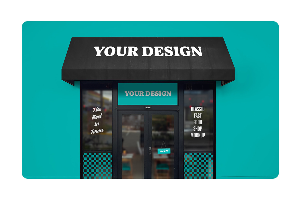 Classic Fast Food Facade Mockup, a Mockup by rodrigofkaminski (Photo 2 of 4)