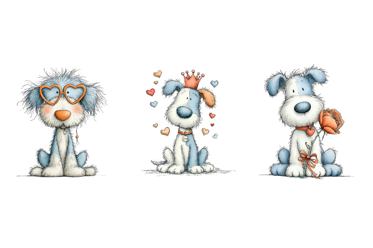 cute-whimsical valentine fluffy dogs, an Illustration by CreationArt (Photo 5 of 5)
