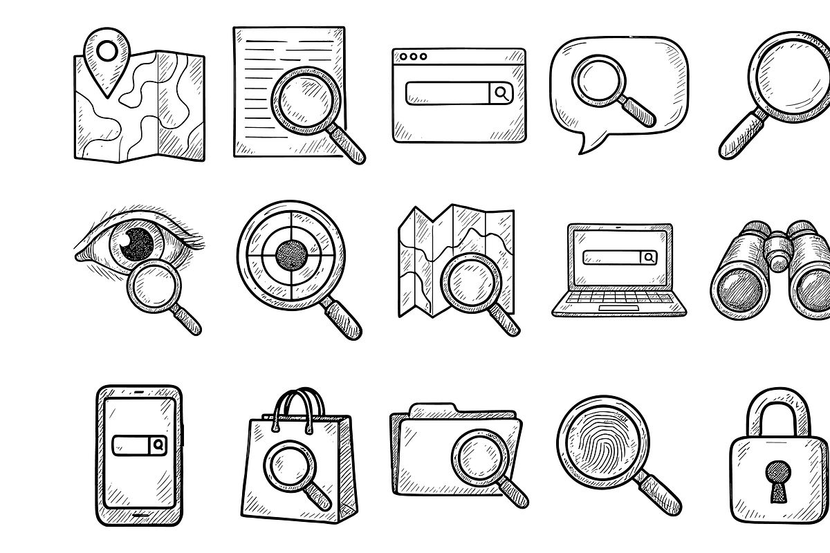 Search Icon Set, an Object Graphic by nikagraphic