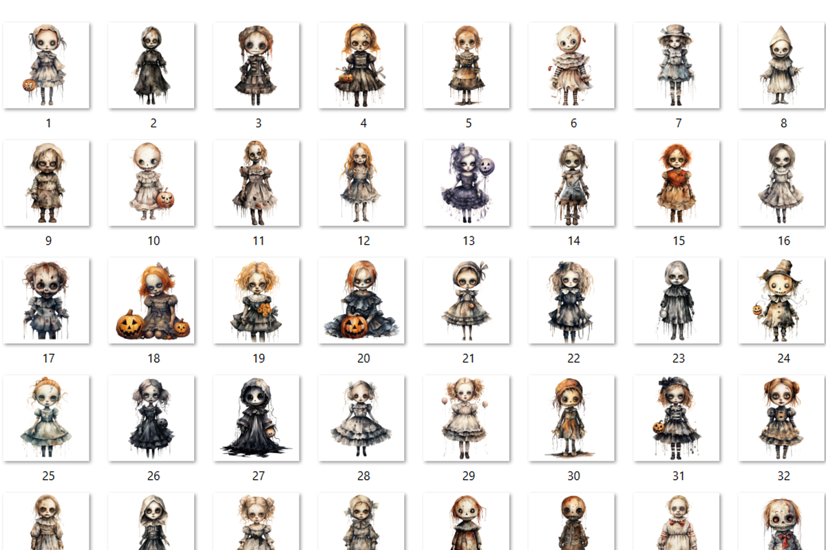 Halloween Spooky Dolls Clipart, an Illustration by GiraffeCreative (Photo 8 of 9)
