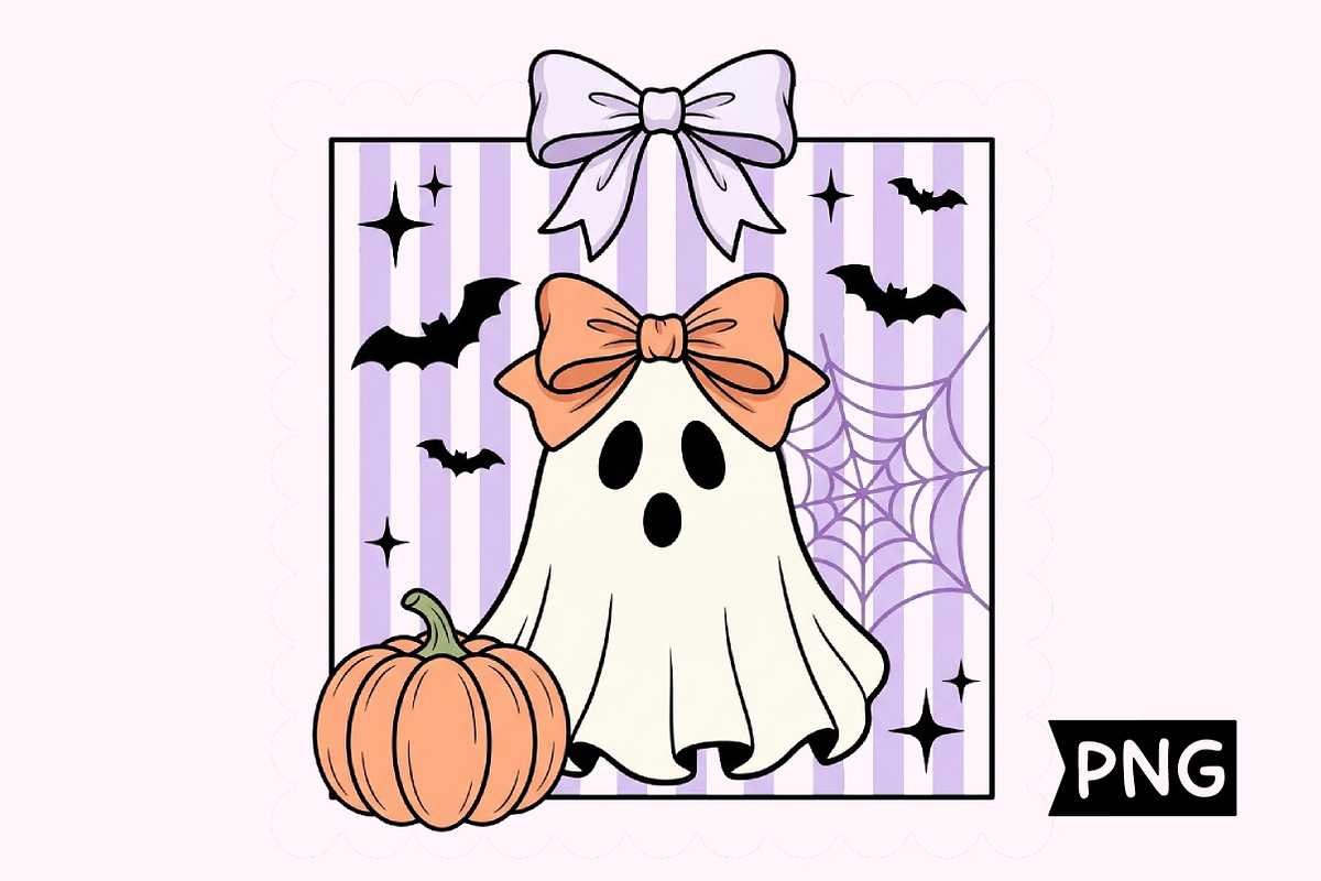 Cute Ghost with Bow Halloween Art, a Seasonal Illustration by Creative Art (Photo 1 of 3)