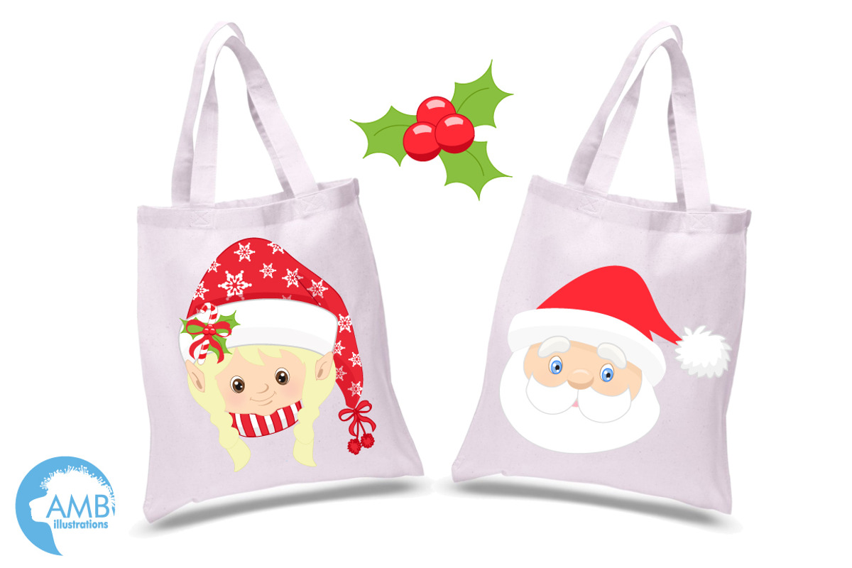 Christmas Faces Clipart, AMB-191, an Illustration by AMBillustrations (Photo 2 of 5)