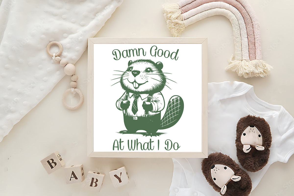 Hardworking Beaver Funny Quote, an Illustration by Pixels.Craft (Photo 4 of 7)