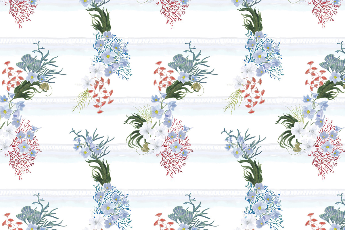 White and blue sea patterns, a Pattern Graphic by ramika (Photo 6 of 8)