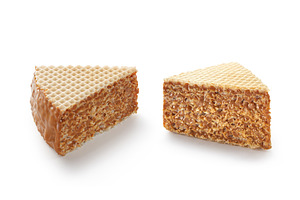 Two slices of waffle cake with, a Food & Drink Photo by Yaroslav Danylchenko