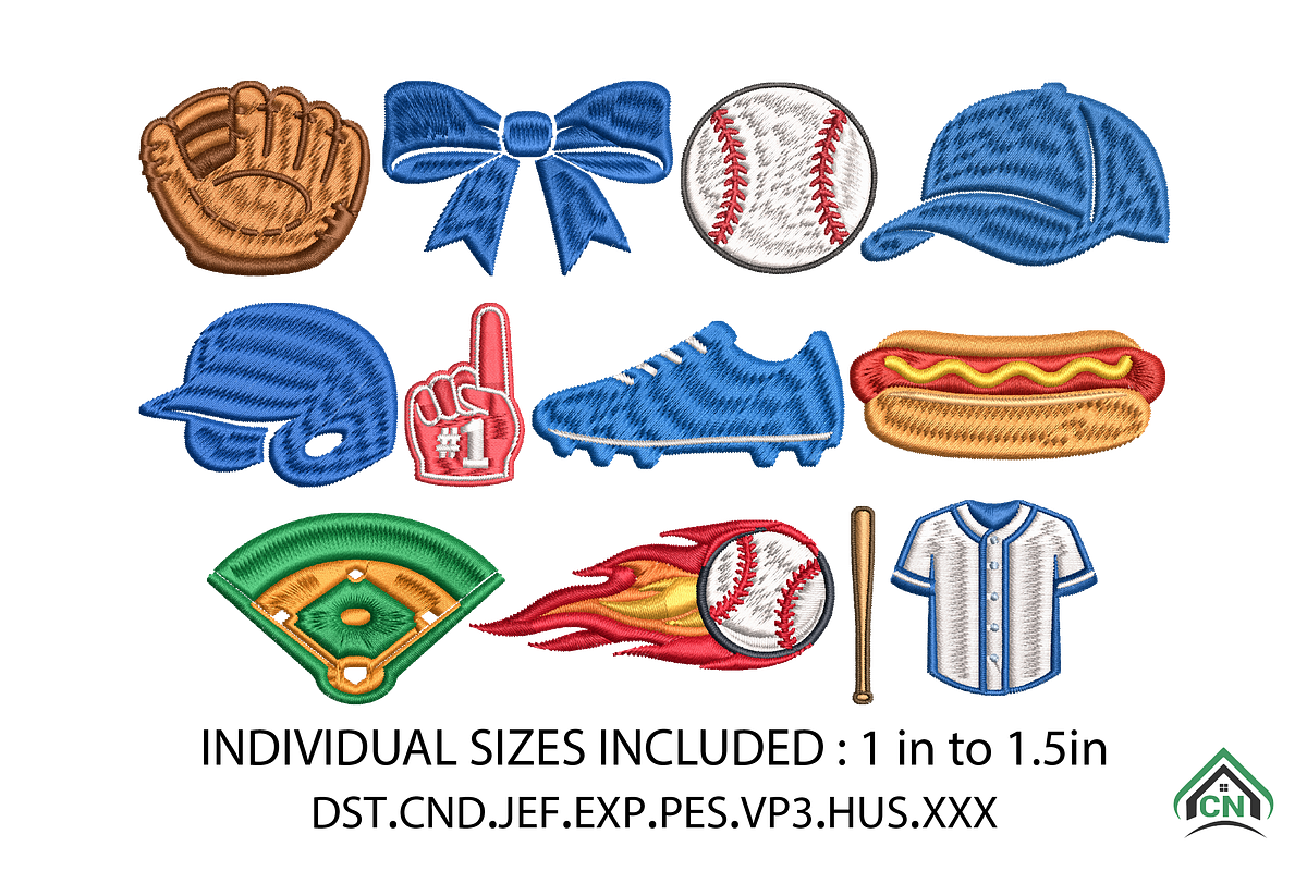 Mini Baseball Icons Machine Embroide, an Illustration by Craft Nest (Photo 1 of 6)
