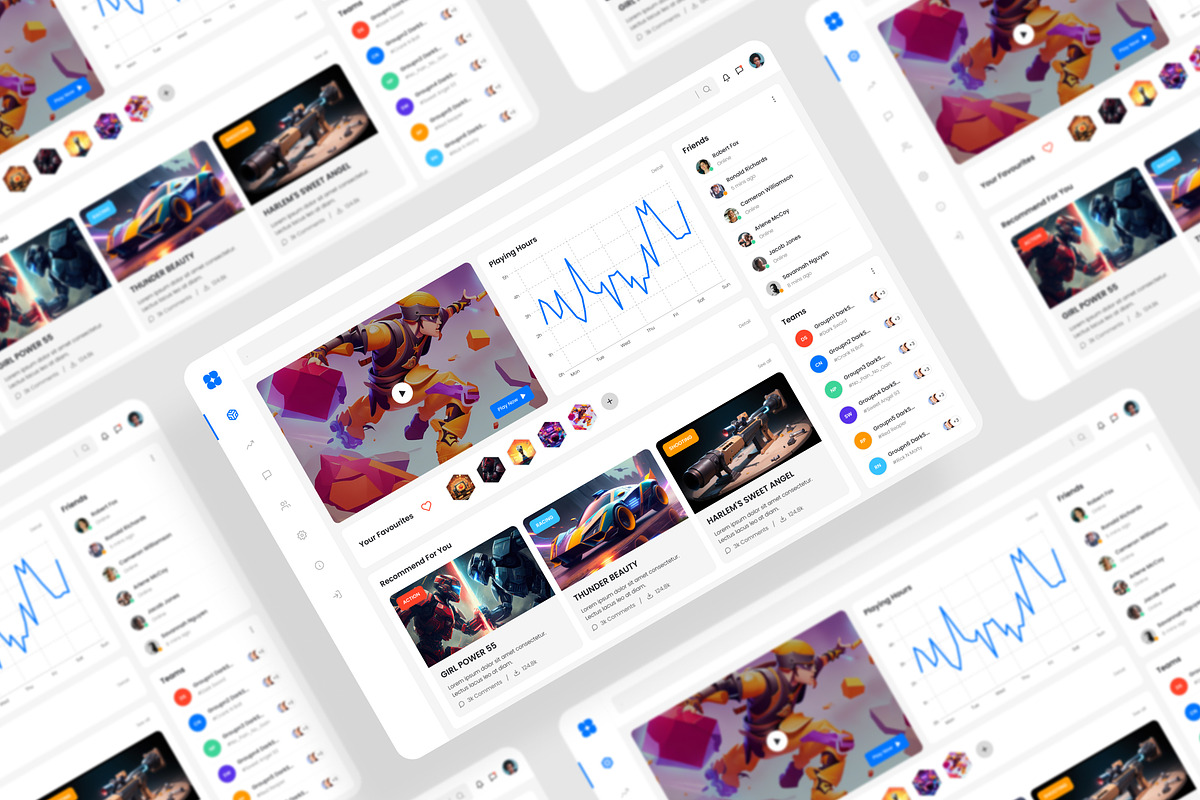 Games Dashboard UI Kit Figma, an UI Kit Template by iDoodle Studio