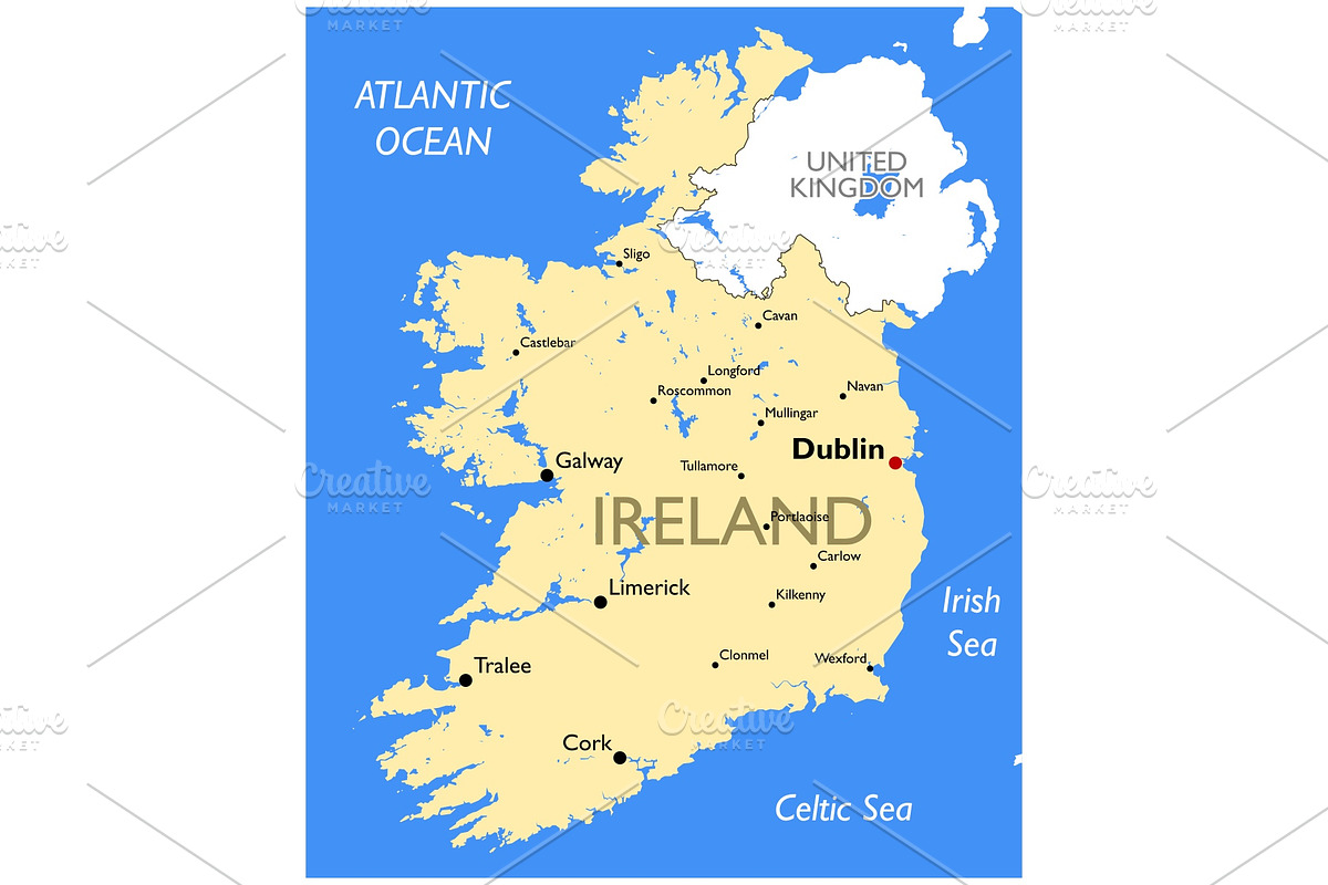 Ireland map, an Illustration by ilynx